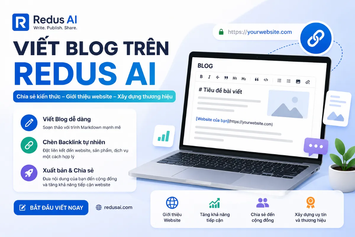 Redus AI chính thức hỗ trợ viết Blog và xây dựng Backlink cho Website